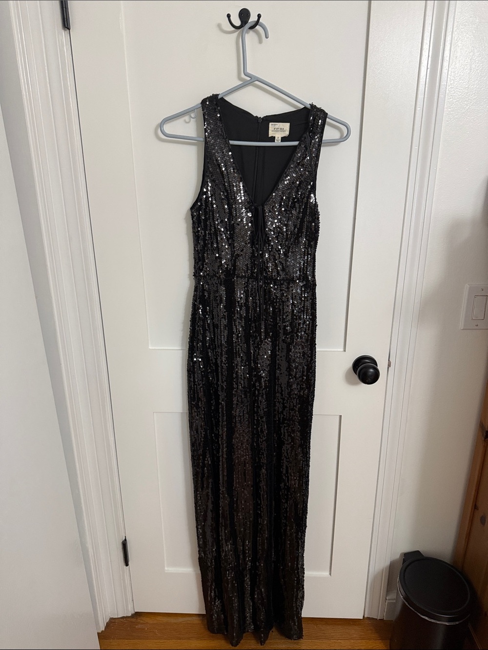Black Sequin V-Neck Jumpsuit by Halogen